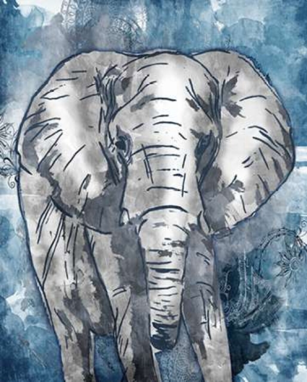 Grey Blue Elephant Poster Print by OnRei - Item # VARPDXONRC097A
